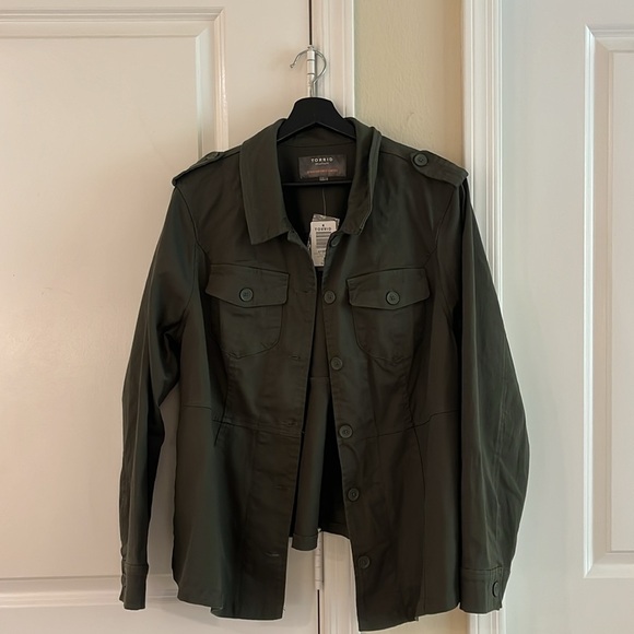 NWT Torrid Stretch Twill Peplum Utility Jacket in Olive Green , Size: 14-16 - Picture 17 of 17
